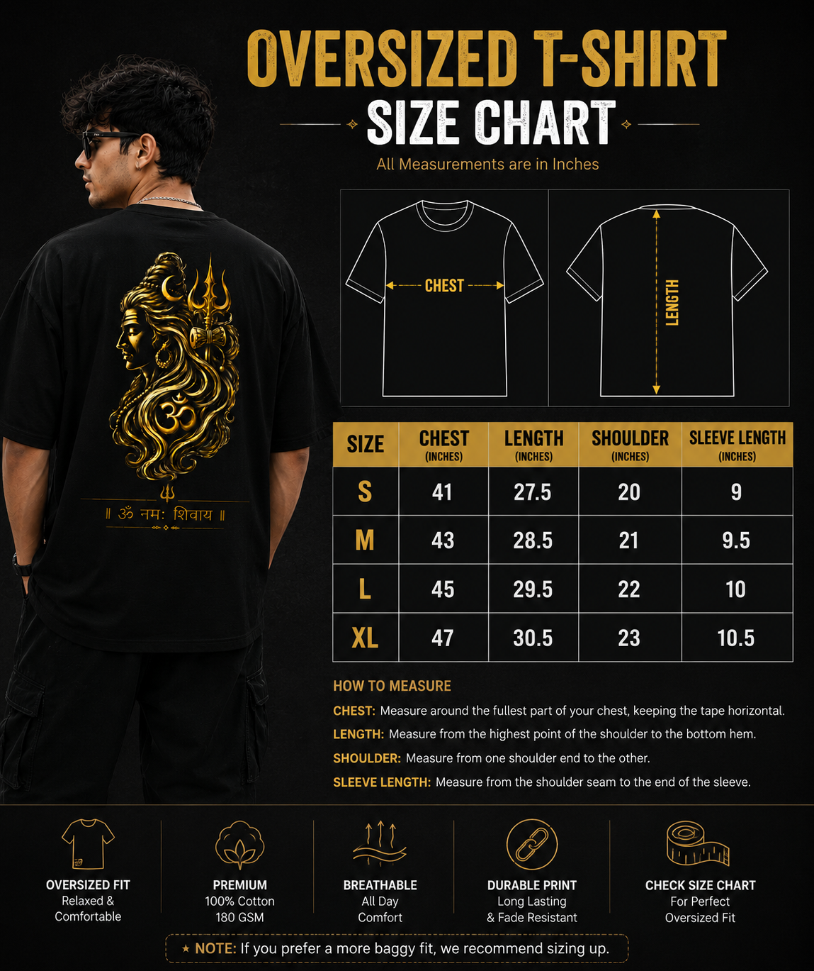 Shiva Black Oversized Tshirt