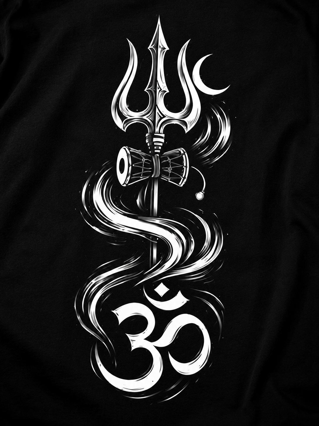 Shiva Trishul Oversized T Shirt for Men | Om Damru Back Print Graphic Tee | Cotton Streetwear Mahadev T Shirt - Image 4