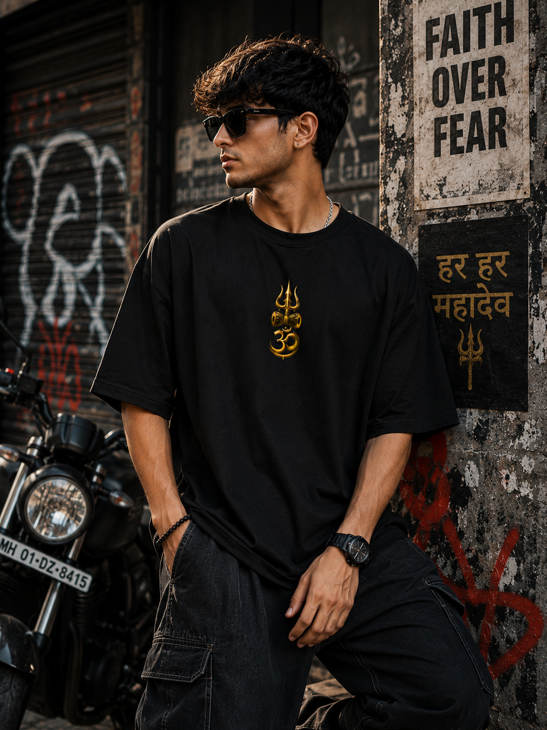 Shiva Black Oversized Tshirt