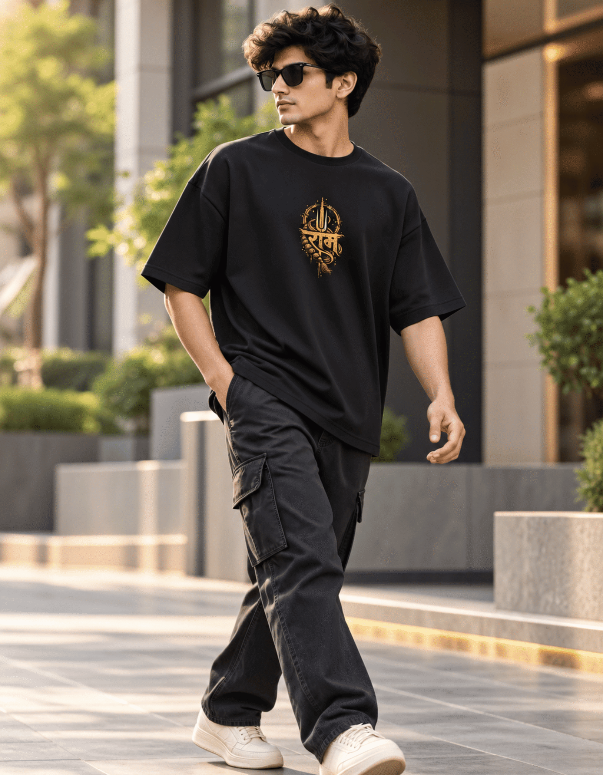 Hanuman oversized t shirt black