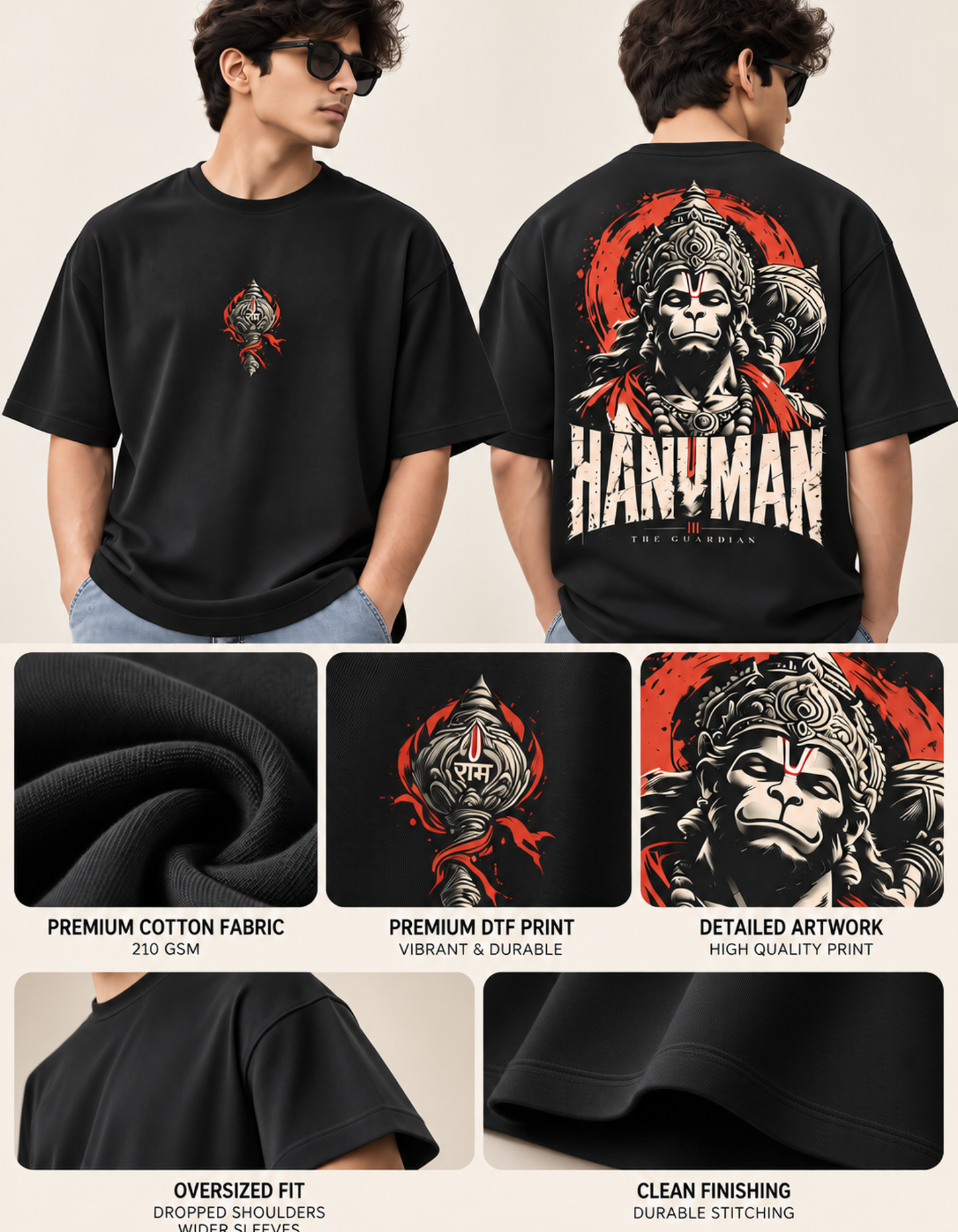 black oversized spiritual t-shirt